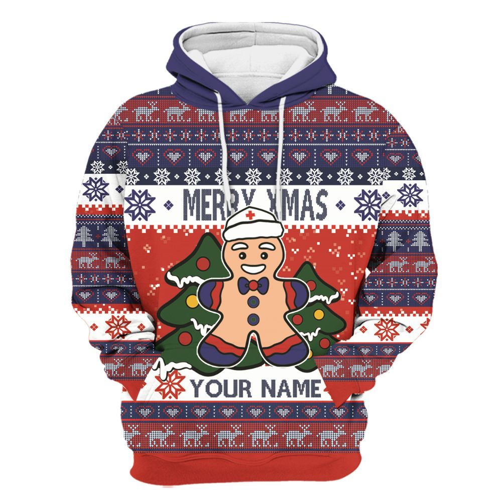 Amare Box Gingerbread Nurse, Merry Xmas, Gift For Nurse, Nurse Christmas, Custom Gift Unisex Hoodie