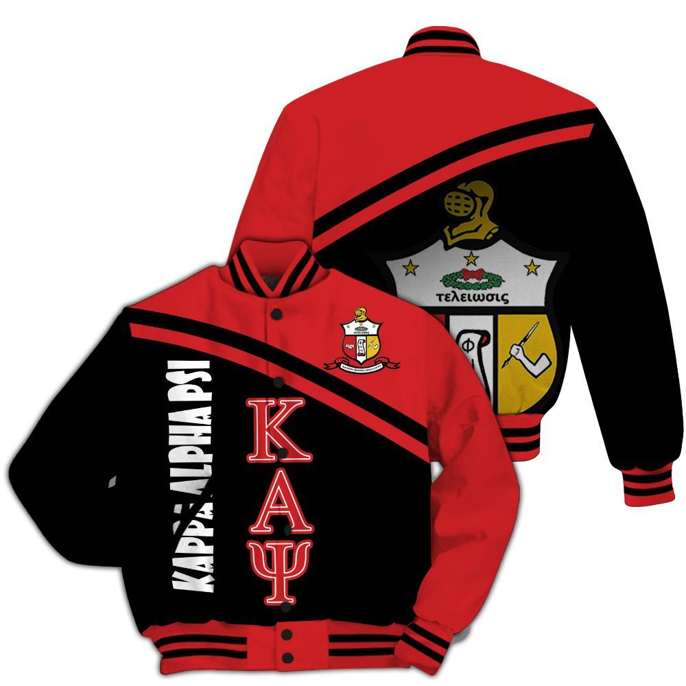 Ireishprint ΚΑΨ Varsity Jacket, Curved Shoulder Style Black Kappa Jacket Since 1911 Fraternity Jacket
