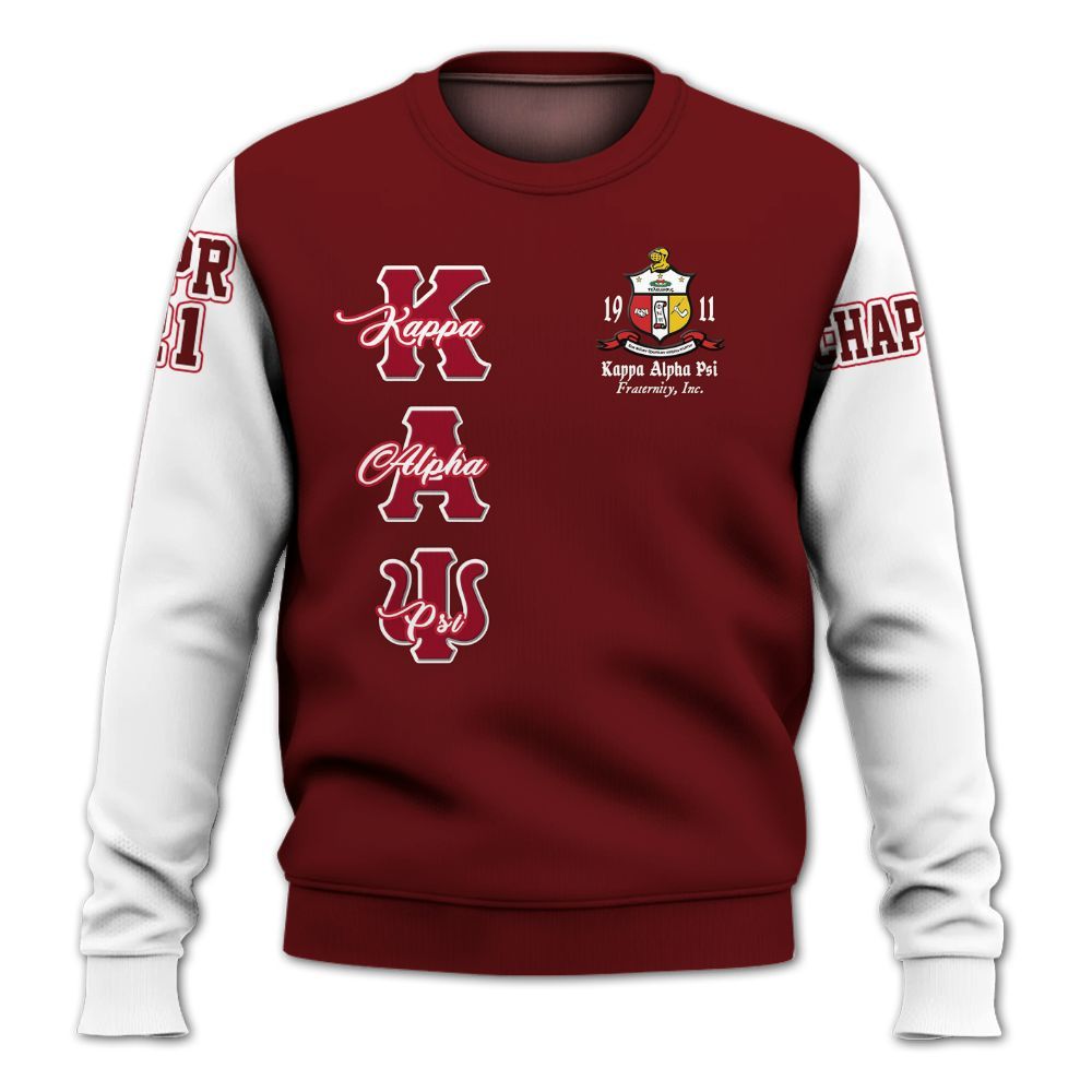 Ireishprint ΚΑΨ Custom Chapter Shirt, Personalized Crimson Shirt White Sleeve Since 1911 Fraternity Sweatshirt