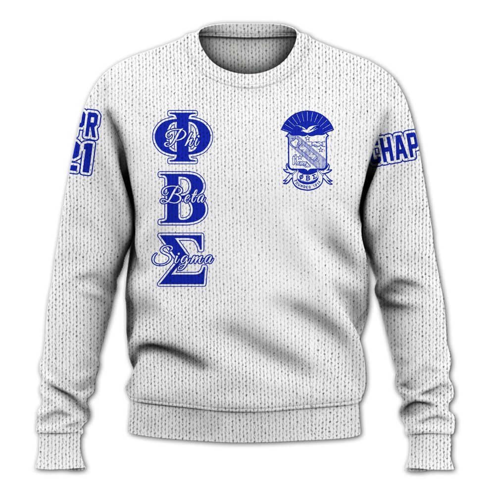 Ireishprint Phi Beta Sigma Custom Chapter Shirt, Personalized White Royal Blue Shirt Phi Beta Sigma Fraternity Knitted Sweater