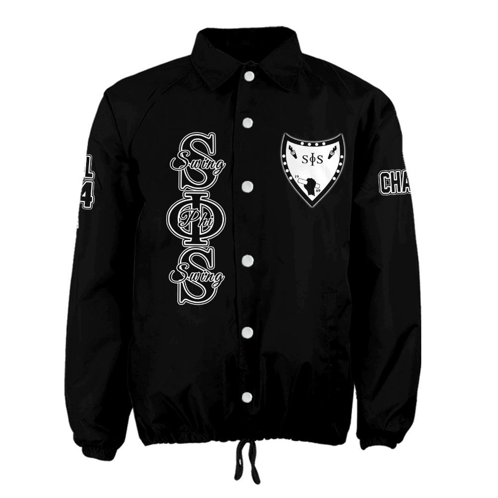 Ireishprint Swing Phi Swing Custom Line Crossing Jacket, Custom Black Jacket Swing Phi Swing Sorority Crossing Jacket