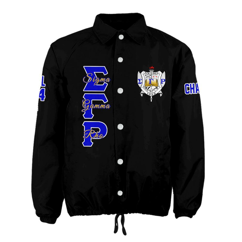 Ireishprint Sigma Gamma Rho Custom Line Crossing Jacket, Personalized Black Royal Blue Jacket Sigma Gamma Rho 1922 Sorority Crossing Jacket