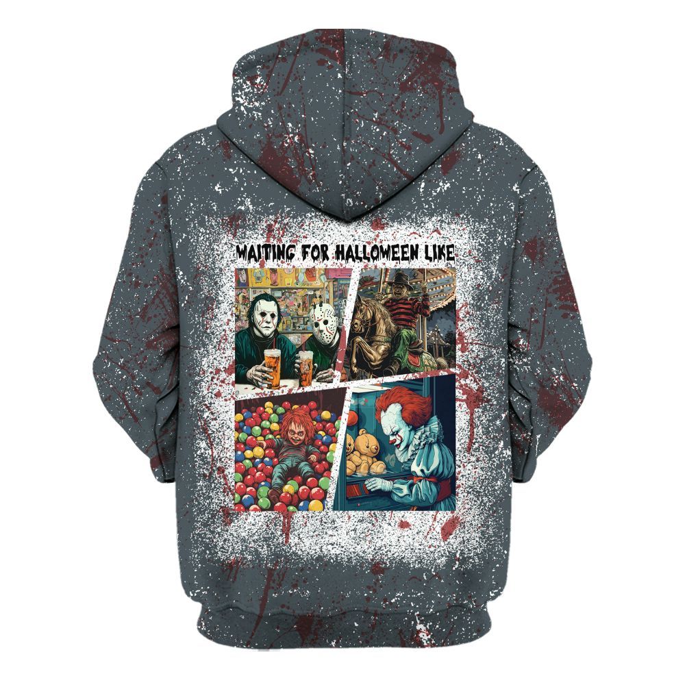 Amare Box Bleach Halloween Shirt, Horror Characters Waiting For Halloween Like, Funny Trendy Graphic Unisex Hoodie