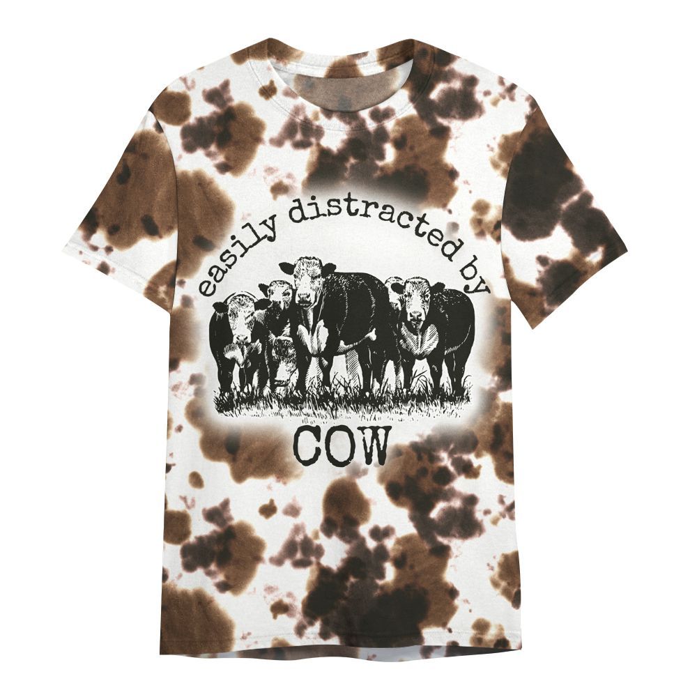 Amare Box Farm Shirt, Easily Distracted By Cow, Funny Farm Cow, Cute Farm Cow, Unisex Gift Shirt For Farmer All Over Print Unisex Shirt
