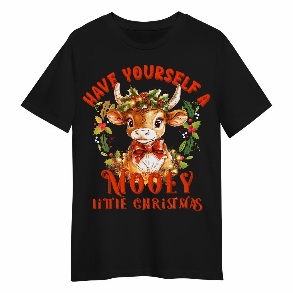 Amare Box Funny Cow Lover Shirt, Have Yourself A Mooey Little Christmas Design Gift For Fan Unisex Shirt