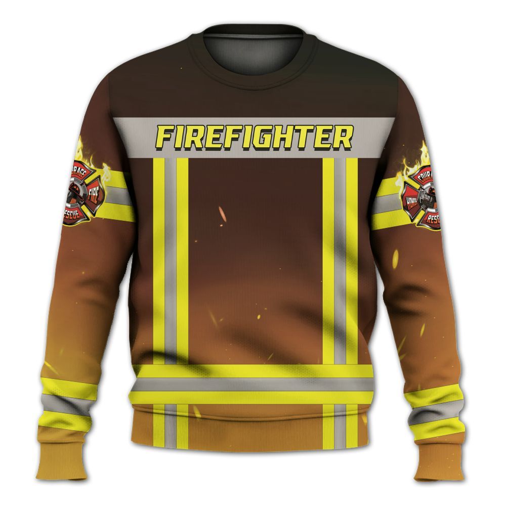 Amare Box Firefighter Shirt, Personalize Fire Rescue, Rescue Hero, Firefighter Shirt, Firefighter Logo, Custom Name Gift Shirt For Man Knitted Sweater
