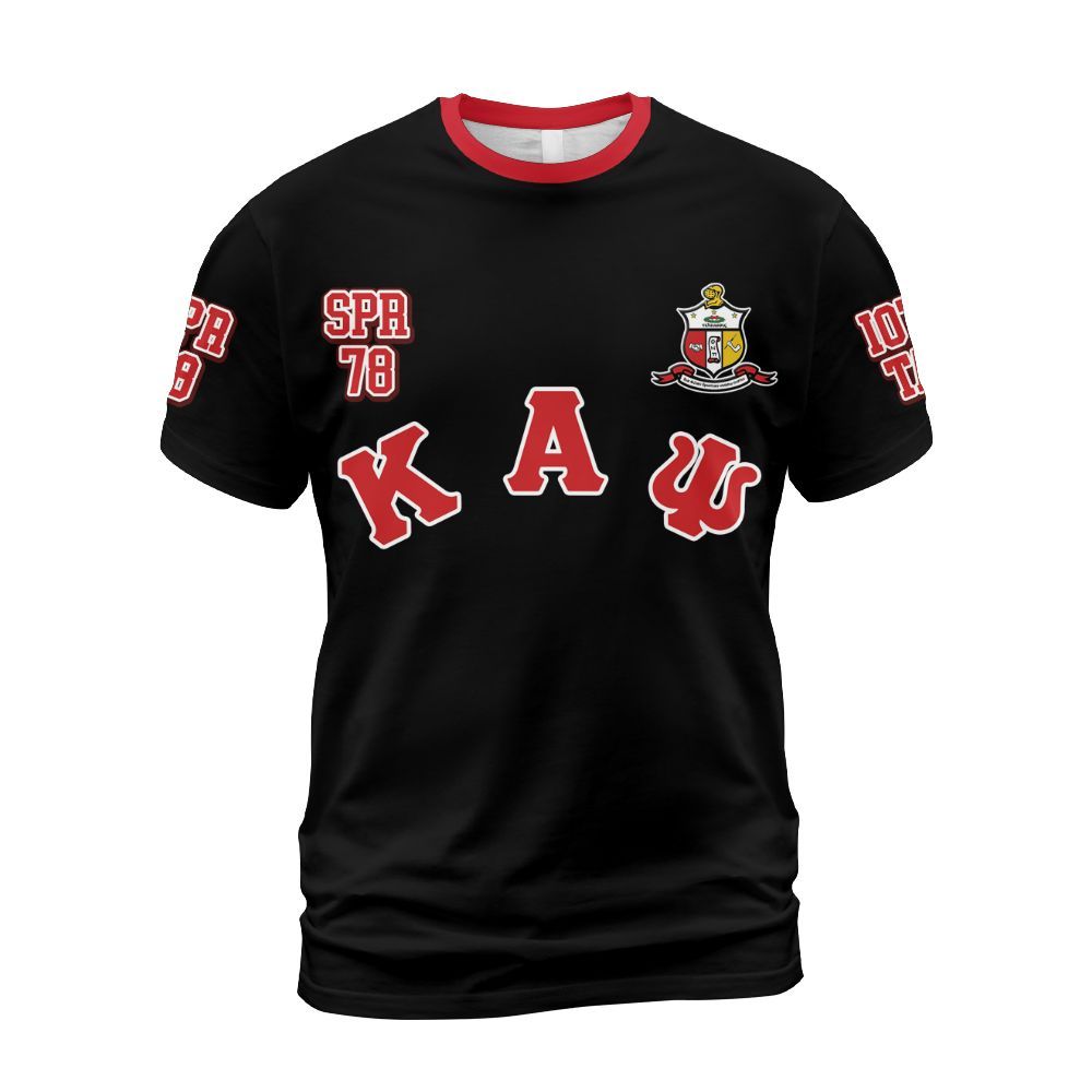 Ireishprint ΚΑΨ Custom Chapter Shirt, Personalized Simple Krimson Letter Black Shirt 1911 Fraternity Shirt