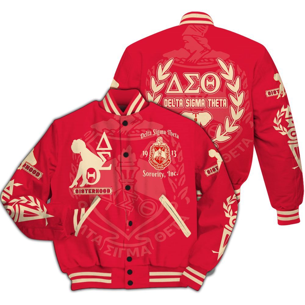 Ireishprint Delta Sigma Theta Varsity Jacket, Sisterhood Crimson Varsity Jacket Delta Sigma Theta Sorority Jacket