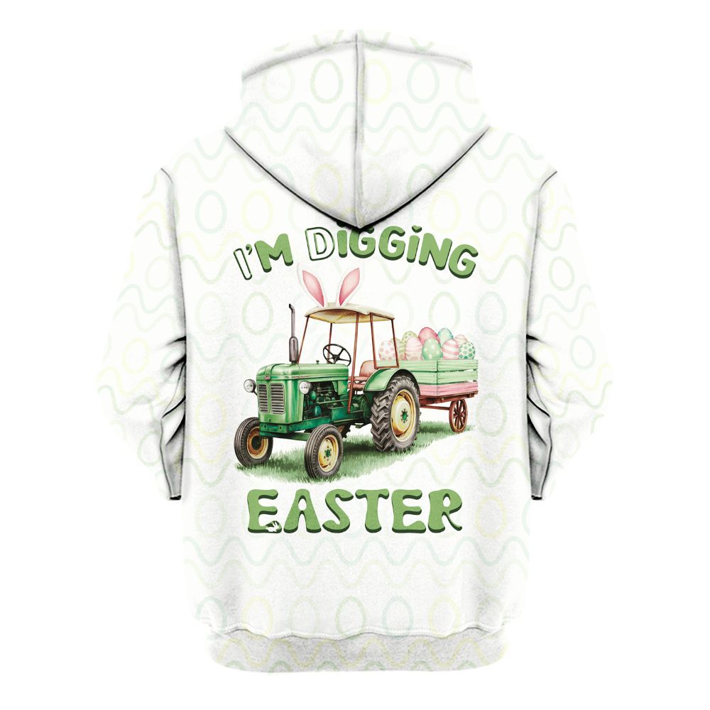 Amare Box Tractor Farm Shirt, Easter Shirt, I'm Digging Easter, Farm Tractor, Cute Tractor, Easter Tractor, Custom Name Gift For Farmer Unisex Hoodie