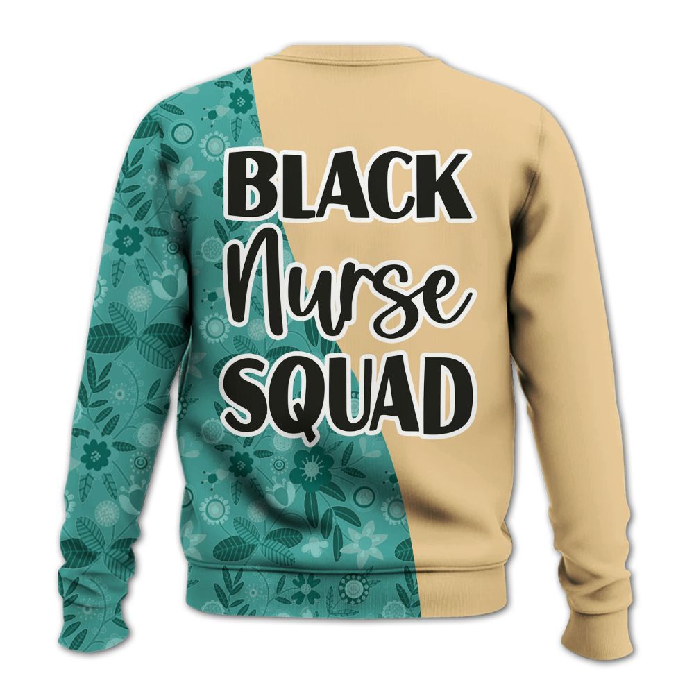 Amare Box Black Nurse Shirt, Black Nurse Squad Floral, Custom Name Shirt, Nurse Clipart, Gift For Black Nurse Knitted Sweater