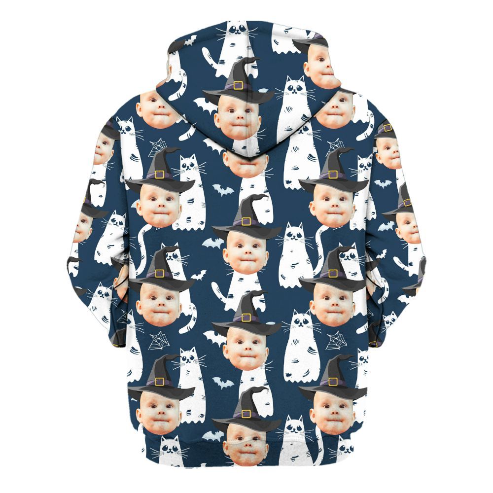 Amare Box Custom Face Photo Halloween Hawaiian Shirt, Halloween Family Party Unisex Hoodie