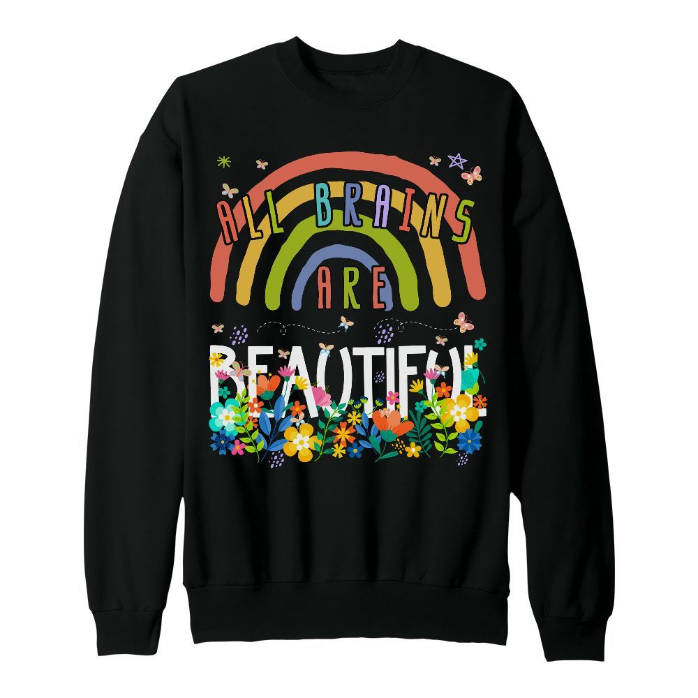 Amare Box All Brains Are Beautiful Autism Awareness Shirt, Neurodiversity SPED Team Language Therapist Unisex Sweatshirt