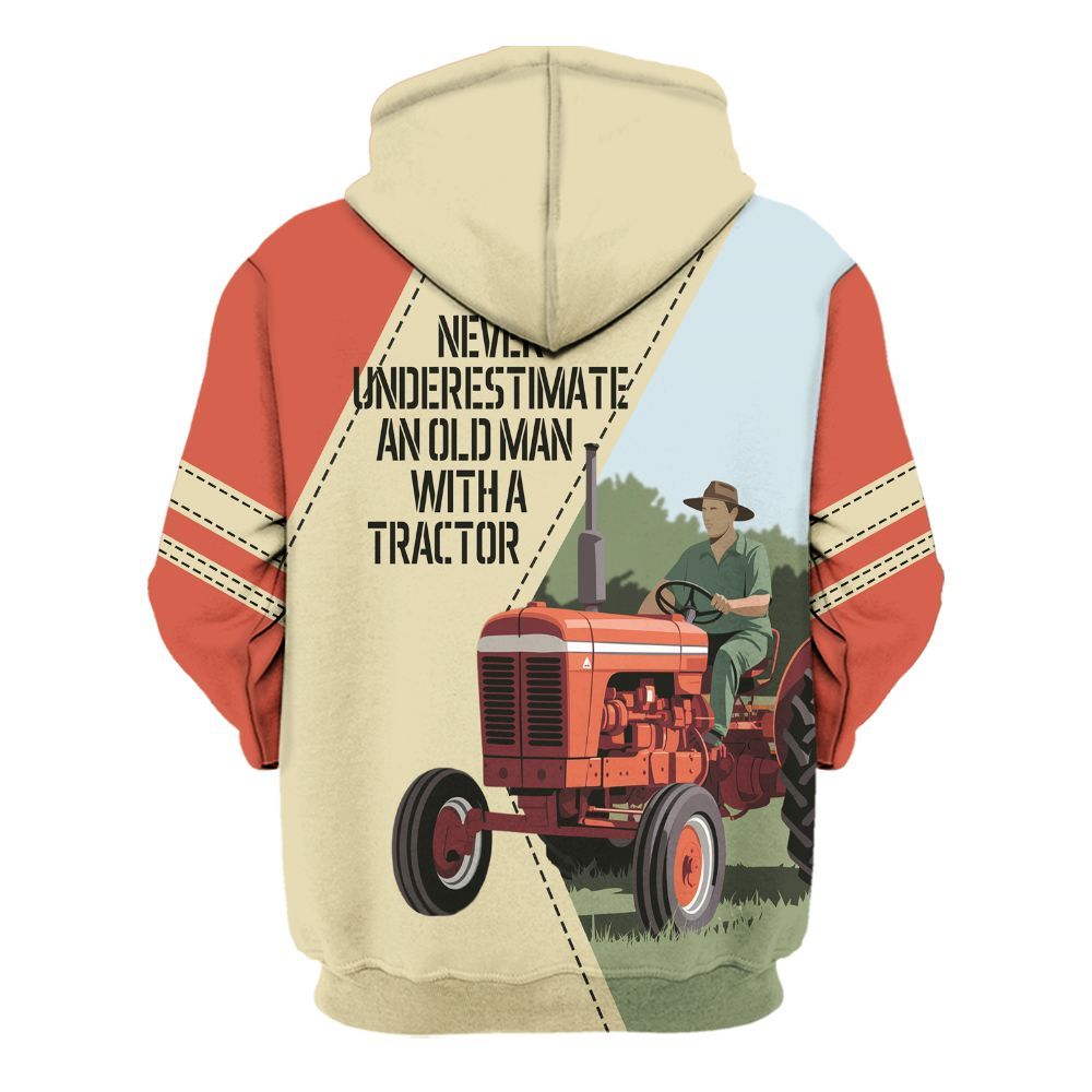 Amare Box Farm Tractor Shirt, Never Underestimate An Old Man, Custom Name Shirt, Tractor Clipart, Vintage Tractor, Gift For Farm Lover Unisex Hoodie