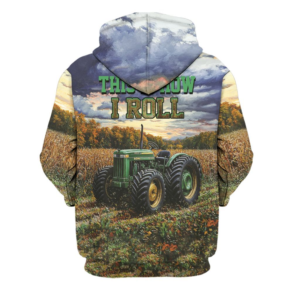 Amare Box Farm Tractor Shirt, This Is How I Roll, Custom Name Shirt, Farmer Tactor, Tractor Clipart, Love Tractor, Vintage Tractor, Gift For Loves Farmer Unisex Hoodie