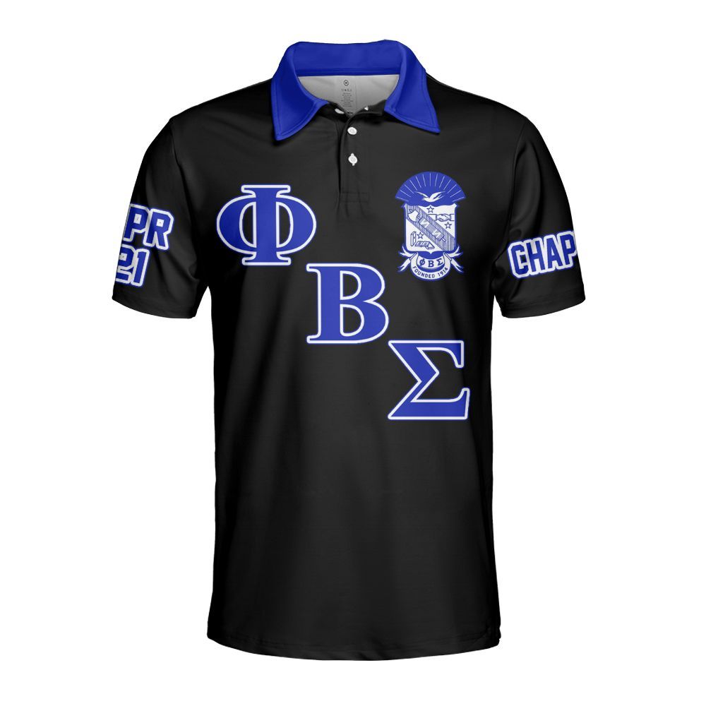 Ireishprint Phi Beta Sigma Custom Chapter Polo Shirt, Personalized Dove Black Royal Blue Polo Shirt Phi Beta Sigma Fraternity Polo Shirt
