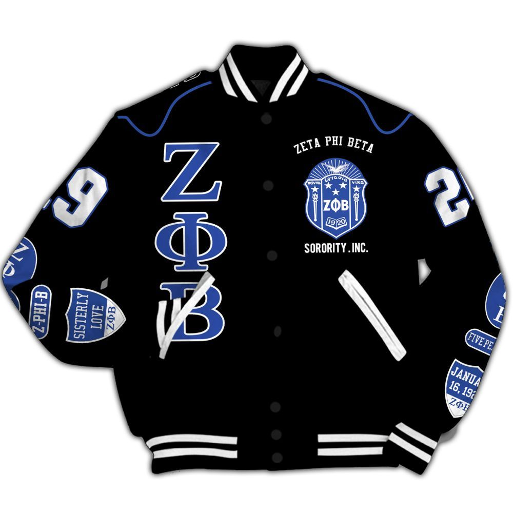 Ireishprint Zeta Phi Beta Varsity Jacket, Zeta Phi Beta Dove Z-phi-B Zeta Phi Beta Sorority Jacket