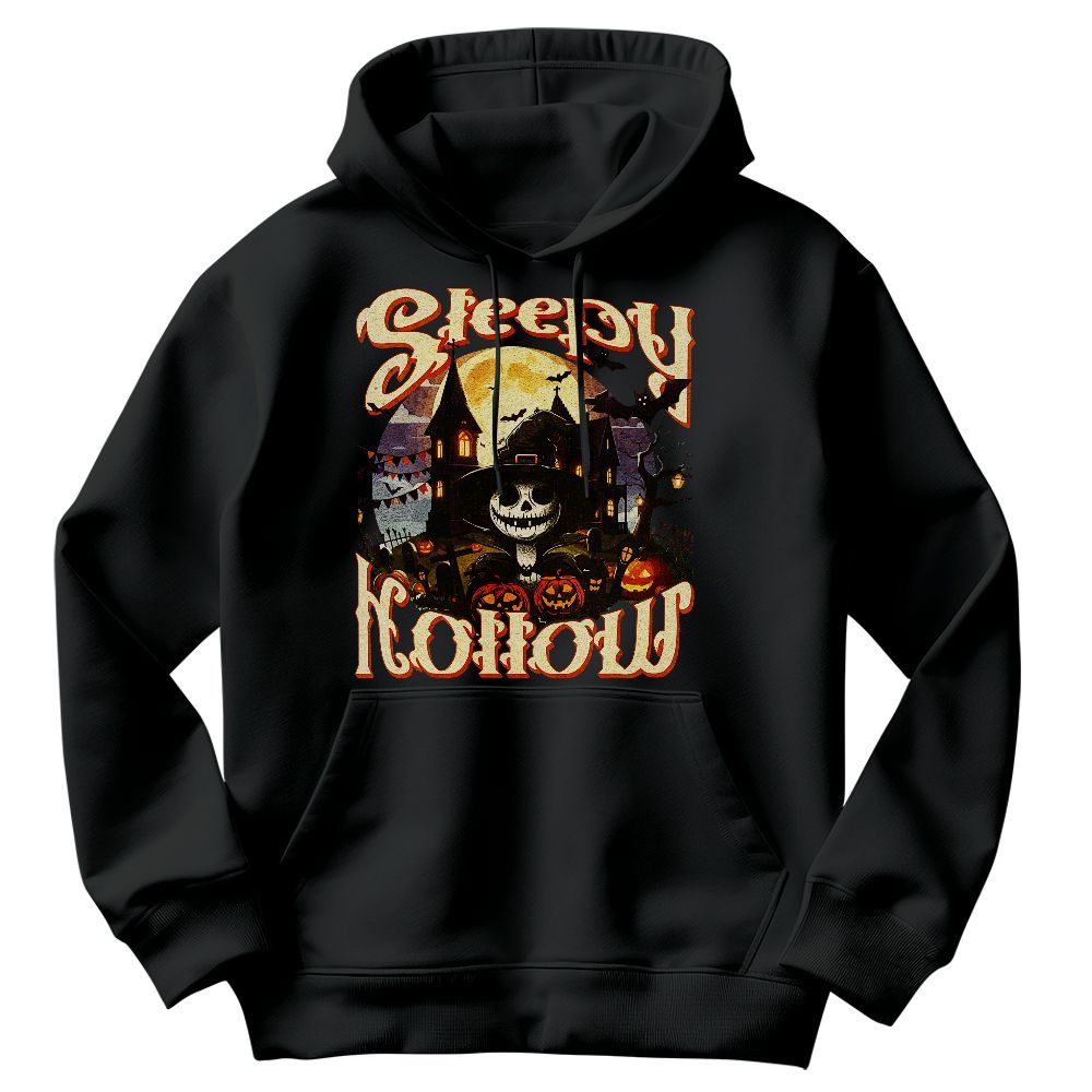 Amare Box Funny Halloween Sleepy Hollow Shirt, Retro Black Skeleton Witch Spooky Halloween Art Unisex Hoodie