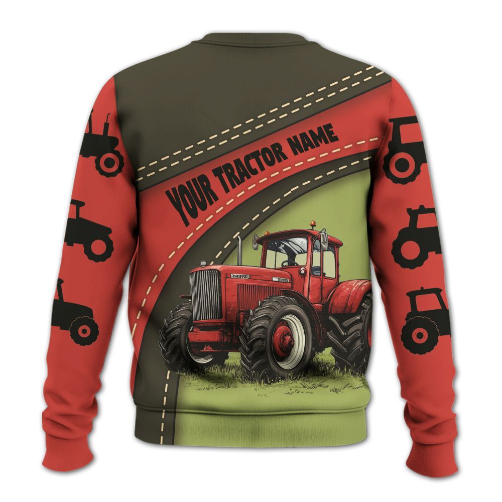 Amare Box Farm Tractor Shirt, Red Tractor, Custom Tractor Name, Tractor Clipart, Love Tractor, Vintage Tractor, Gift For Farm Lover Knitted Sweater