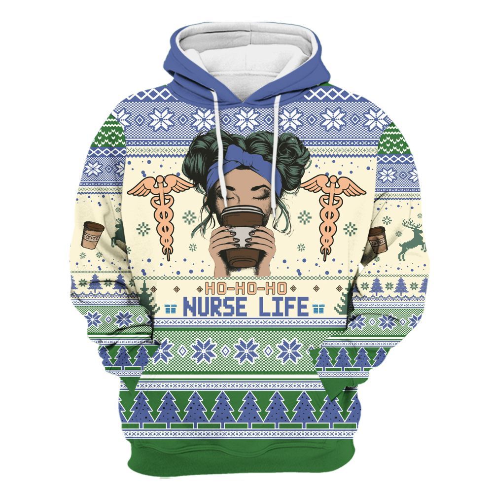 Amare Box Messy Bun, Coffee Run, Patient's Done Ugly, Nurse Life, Christmas Gift For Nurse Unisex Hoodie