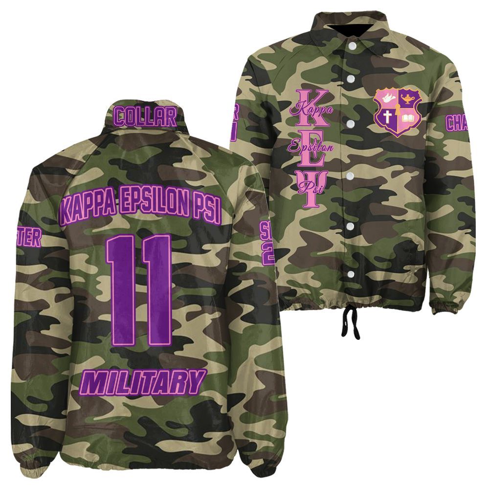 Ireishprint Kappa Epsilon Psi Custom Line Crossing Jacket, Personalized Kappa Epsilon Psi Military Camo Style Line Jacket Sorority Crossing Jacket