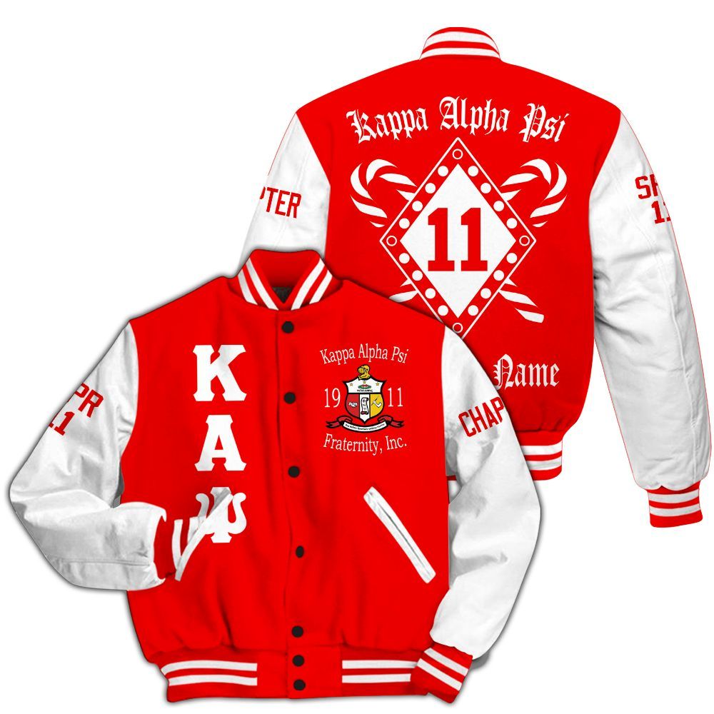 Ireishprint ΚΑΨ Custom Chapter Varsity Jacket, Personalized Cane Red Varsity Jacket ΚΑΨ Fraternity Jacket