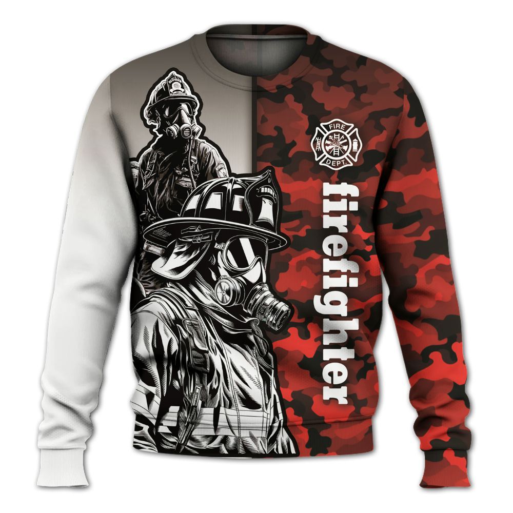 Amare Box Firefighter Shirt, Firefighter Red Camo, Military Firefighter, Firefighter Support, California Fire, Gift Shirt For Fireman Knitted Sweater