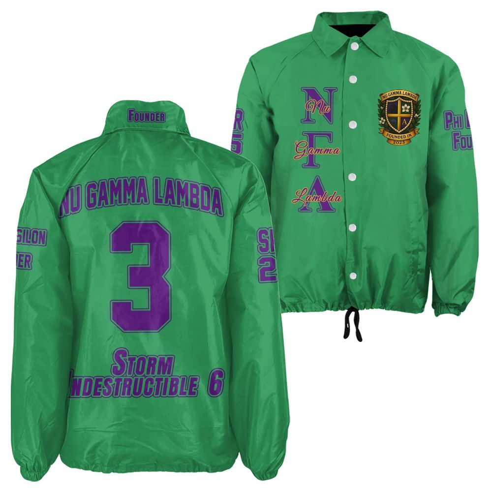 Ireishprint Nu Gamma Lambda Custom Line Crossing Jacket, Personalized Kelly Green Purple Jacket Nu Gamma Lambda Sorority Crossing Jacket