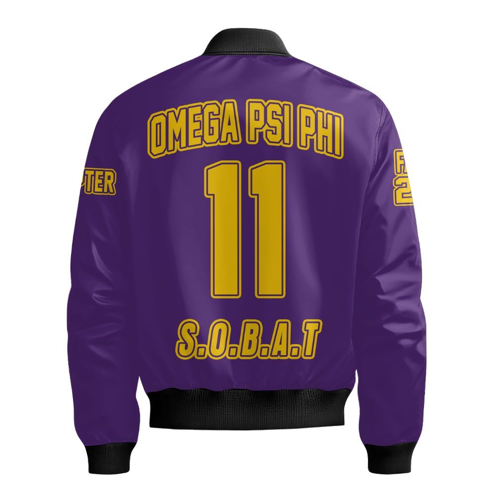 Ireishprint ΩΨΦ Custom Chapter Bomber Jacket, Personalized Royal Purple Bomber Jacket ΩΨΦ Fraternity Bomber Jacket