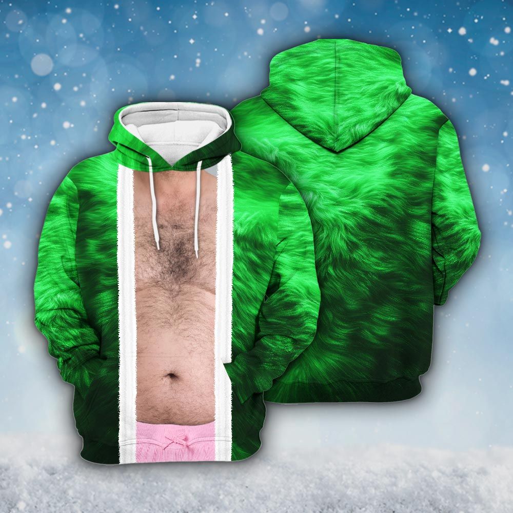 Amare Box Faux Real Green Fur Realistic Ugly Christmas Sweater, Santa Meme Funny Christmas Knit Xmas Design Gift