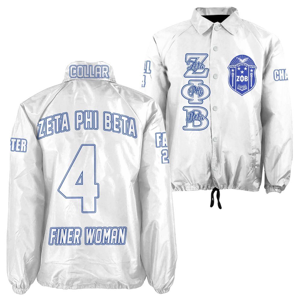 Ireishprint Zeta Phi Beta Custom Line Crossing Jacket, Personalized Simple White Z Phi B Jacket 1920 Zeta Phi Beta Sorority Crossing Jacket