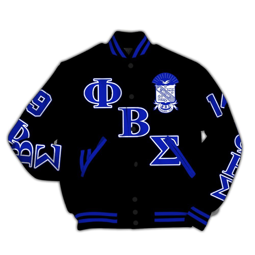 Ireishprint Phi Beta Sigma Varsity Jacket, Dove Black Royal Blue Varsity Jacket Phi Beta Sigma Fraternity Jacket