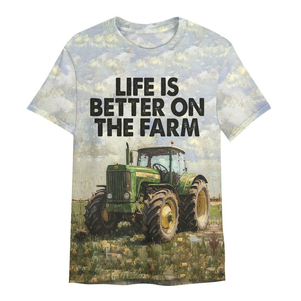 Amare Box Farm Tractor Shirt, Life Is Better On The Farm, Custom Name, Love Tractor, Vintage Tractor, Love Farm, Gift For Farm Lover All Over Print Unisex Shirt