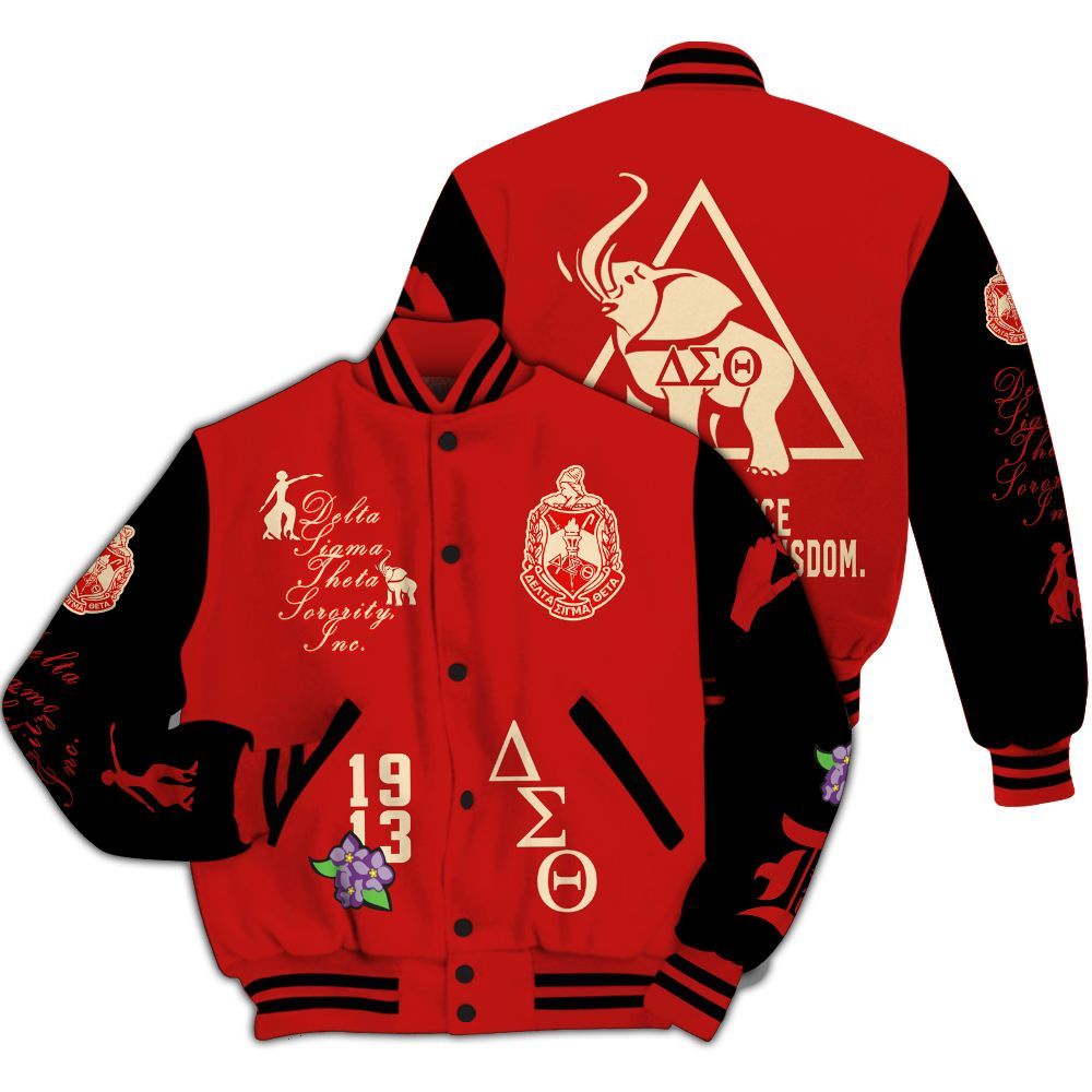 Ireishprint Delta Sigma Theta Varsity Jacket, Crimson Red Delta Legacy Jacket 1913 Sorority Jacket