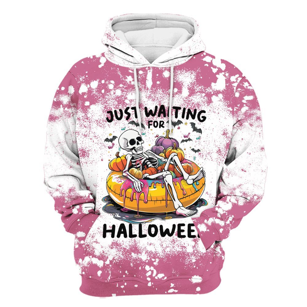 Amare Box Bleach Halloween Shirt, Skeleton Waiting For Halloween Like Vintage, Funny Trendy Graphic Unisex Hoodie
