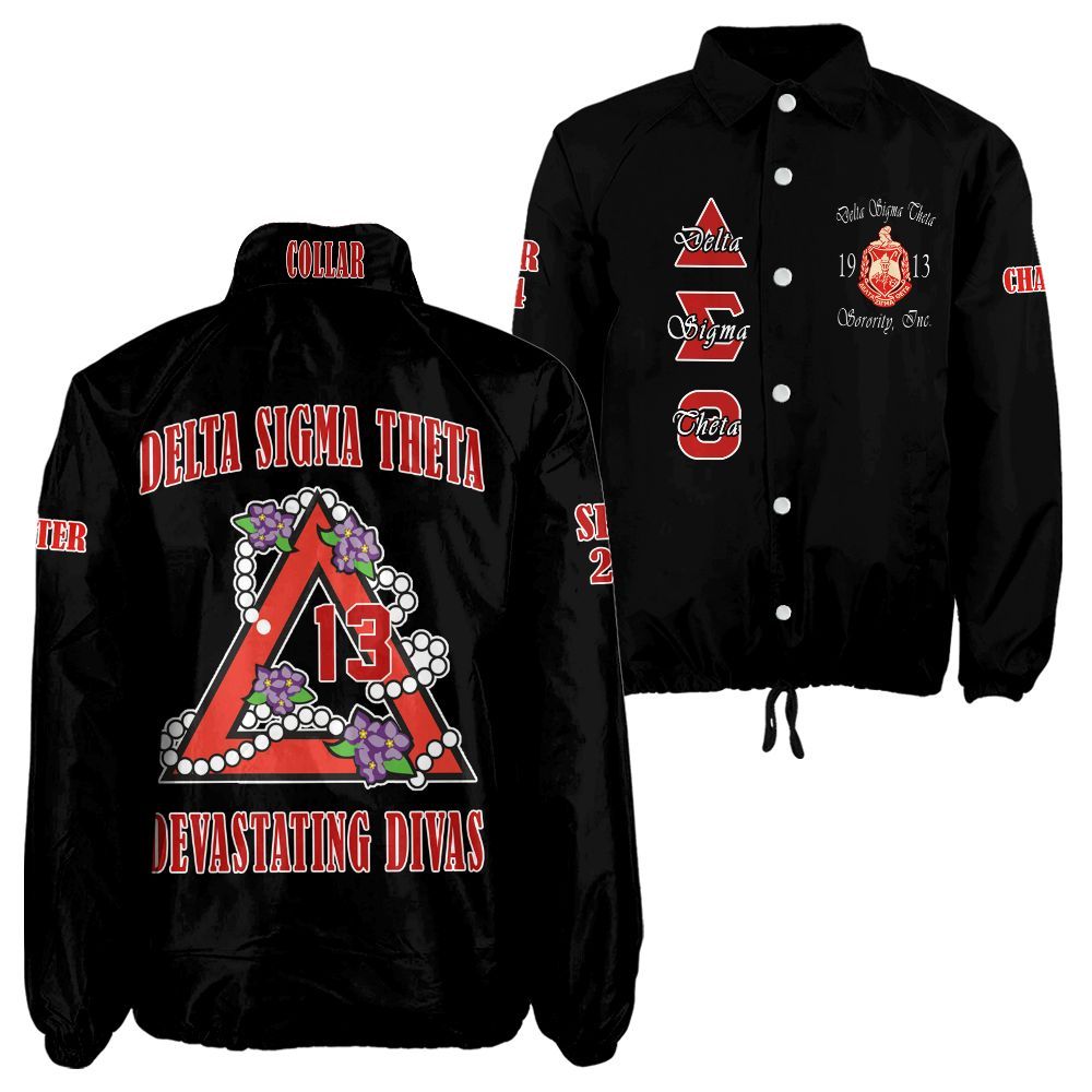Ireishprint Delta Sigma Theta Custom Line Crossing Jacket, Personalized Black Jacket Delta Sigma Theta Sorority Crossing Jacket