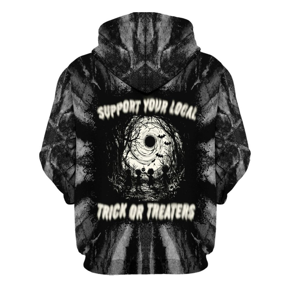 Amare Box Support Your Local Trick Or Treaters Tie Dye Shirt, Horror Halloween Gift Unisex Hoodie