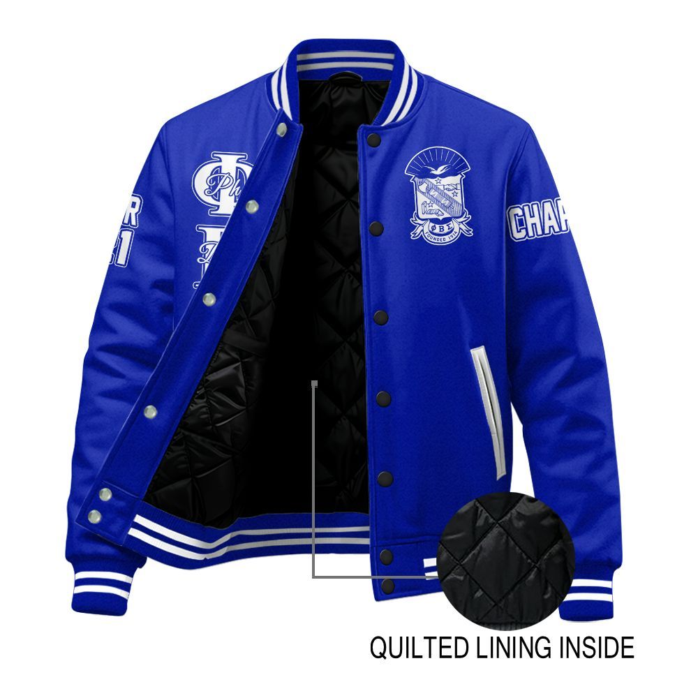 Ireishprint Phi Beta Sigma Custom Chapter Stitched Jacket, Personalized Royal Blue Phi Beta Sigma Fraternity Embroidered Jacket