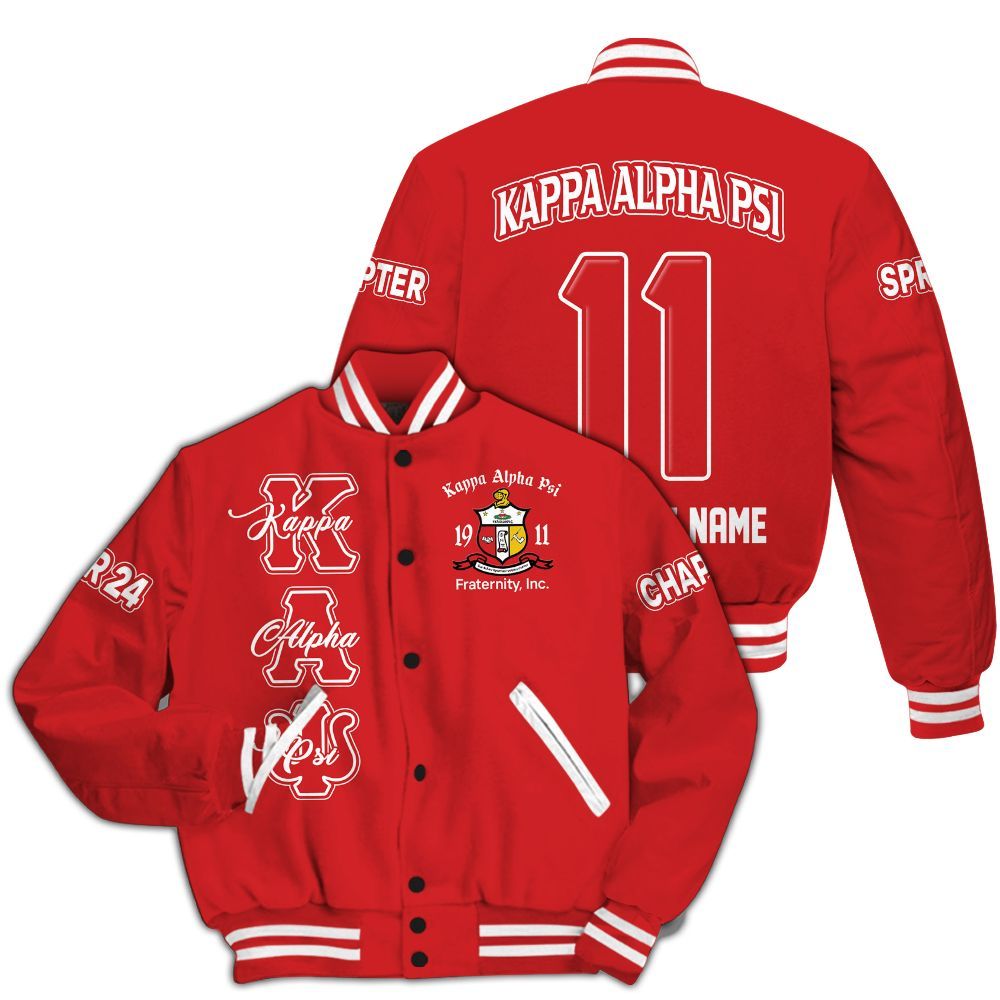 Ireishprint ΚΑΨ Custom Chapter Varsity Jacket, Personalized Krimson Red ΚΑΨ Jacket Fraternity Jacket