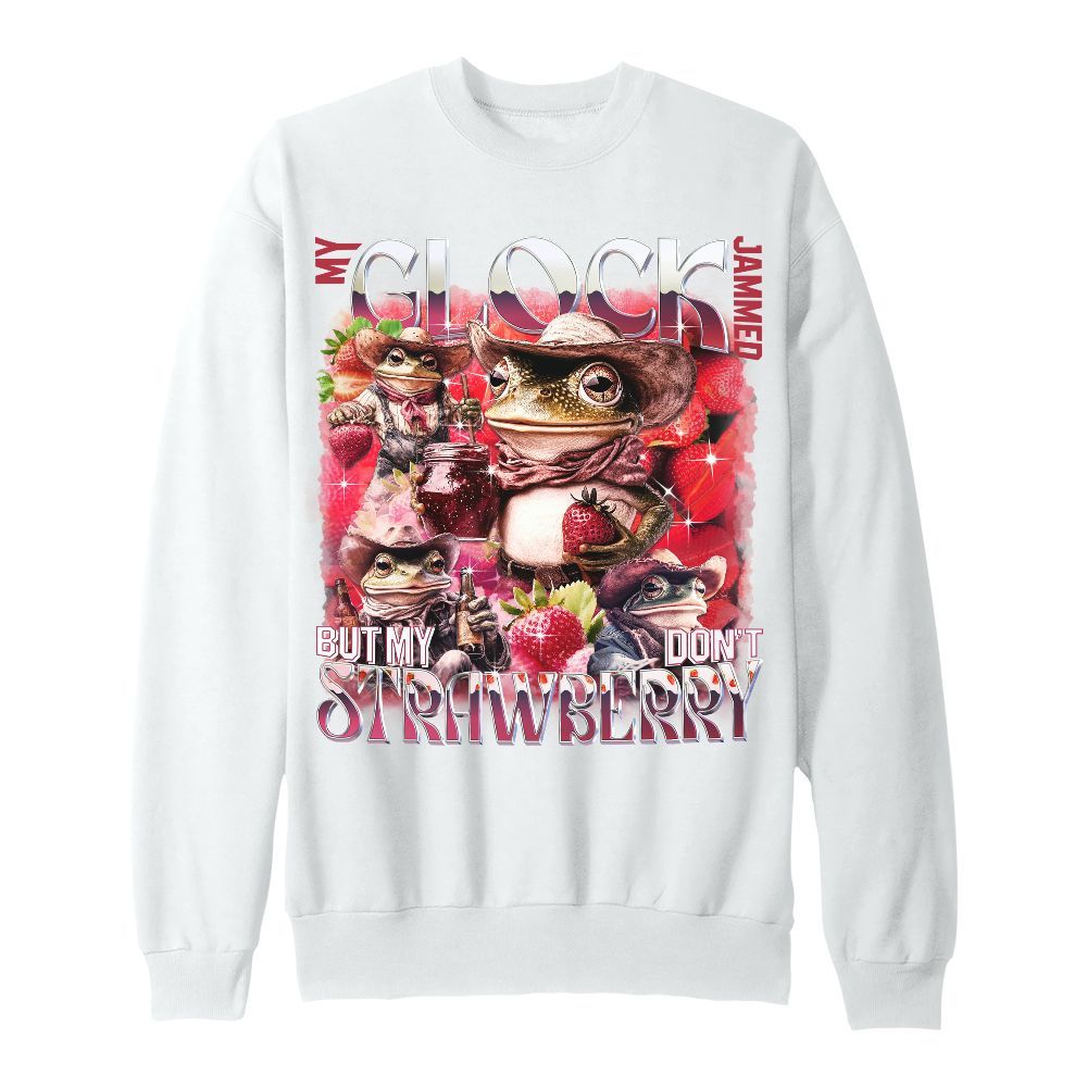 Amare Box Retro My Glock Jammed But My Strawberry Dont Meme Shirt, Funny Cowboy Frog West Country Cute Unisex Sweatshirt