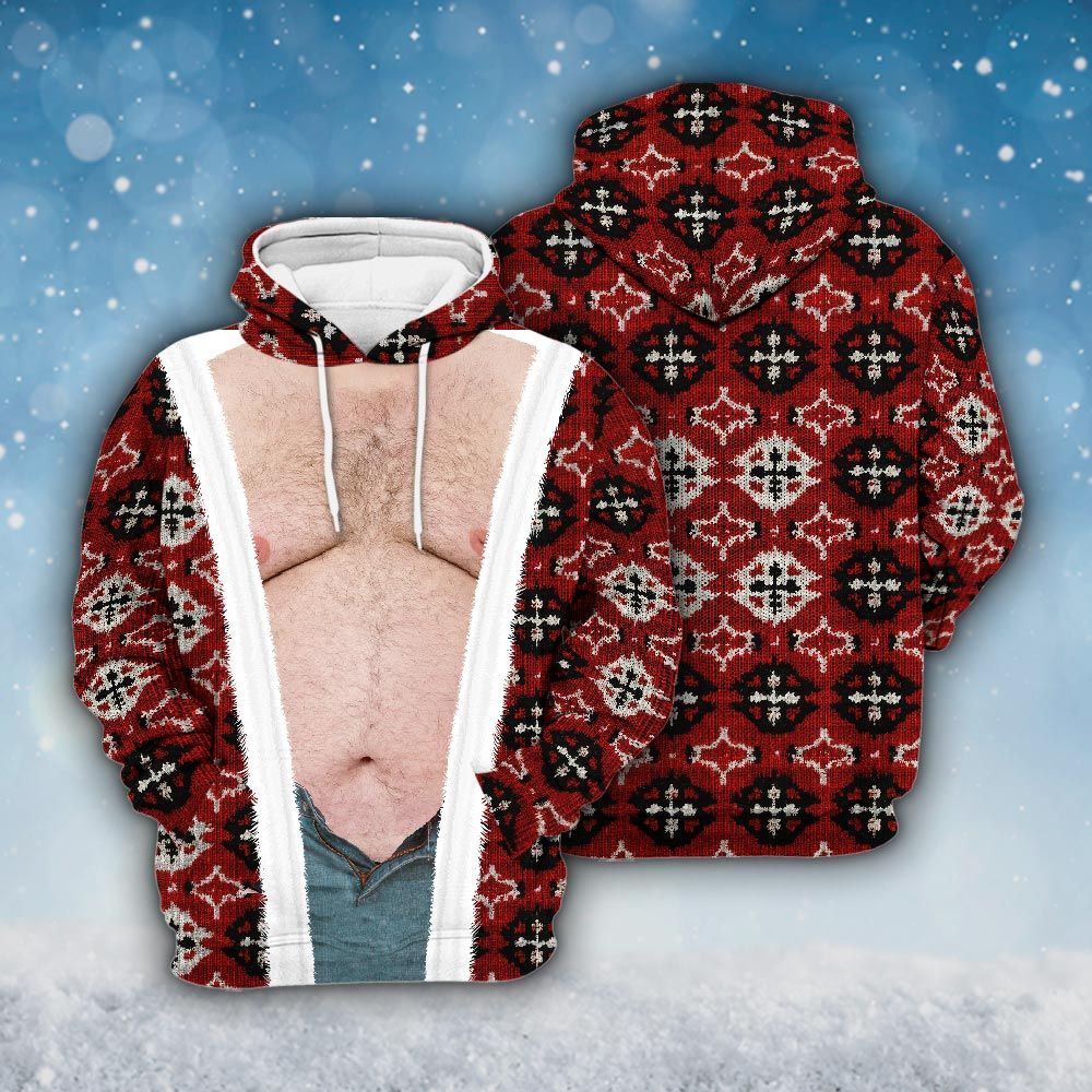 Amare Box Faux Real NorthPole Realistic Ugly Christmas Sweater, Santa Meme Pattern Christmas Knit Xmas Design Gift