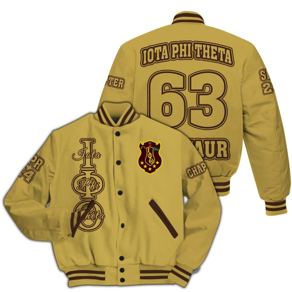 Ireishprint Iota Phi Theta Custom Chapter Varsity Jacket, Personalized Gilded Gold Varsity Jacket Iota Phi Theta Fraternity Jacket