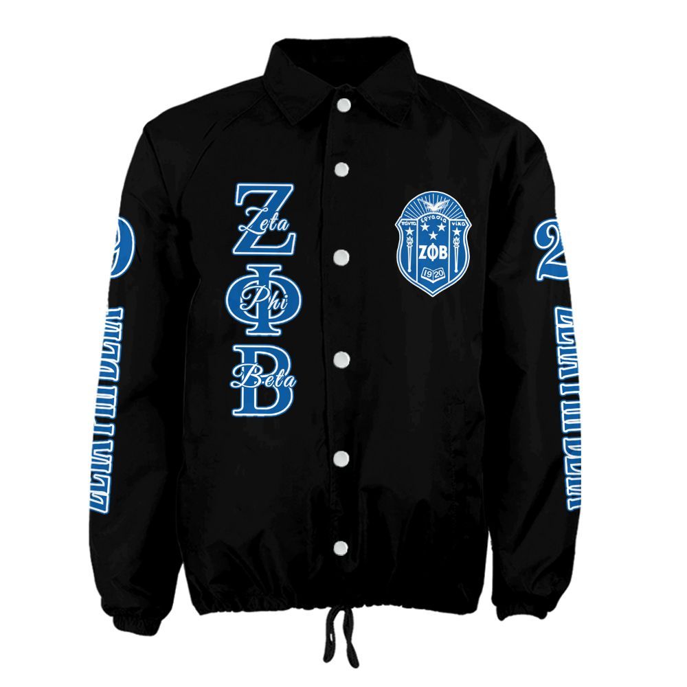 Ireishprint Zeta Phi Beta Crossing Jacket, Hand Sign Black Jacket Zeta Phi Beta Sorority Crossing Jacket
