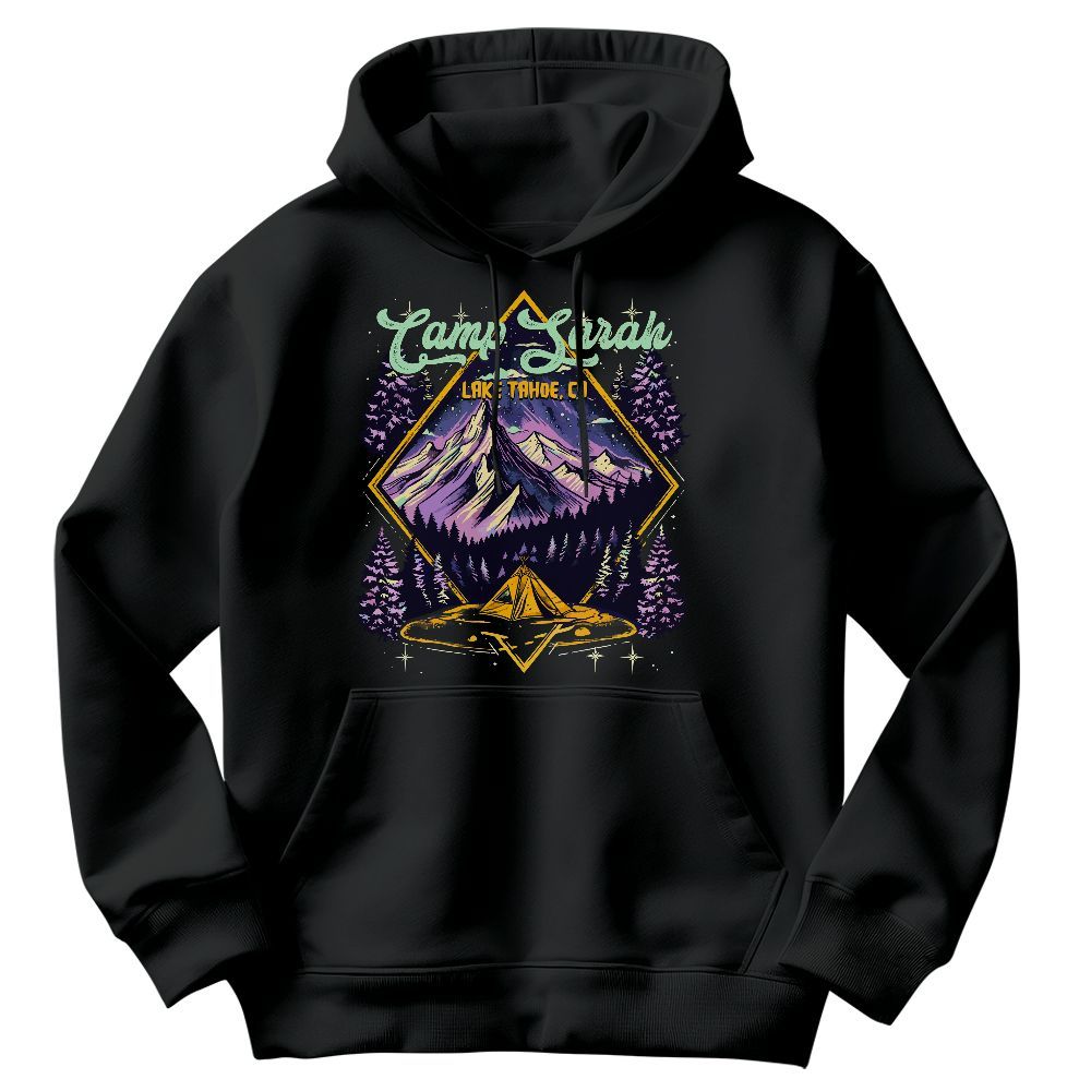 Amare Box Retro Camp Bachelorette Custom Name, Location Shirt, Star Sky Vintage Camping Bachelorette Lake Unisex Hoodie