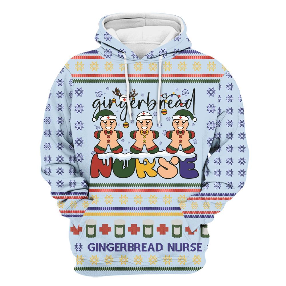 Amare Box Gingerbread Nurse Ugly Christmas, Nurse For Gift, Nurse Xmas Unisex Hoodie