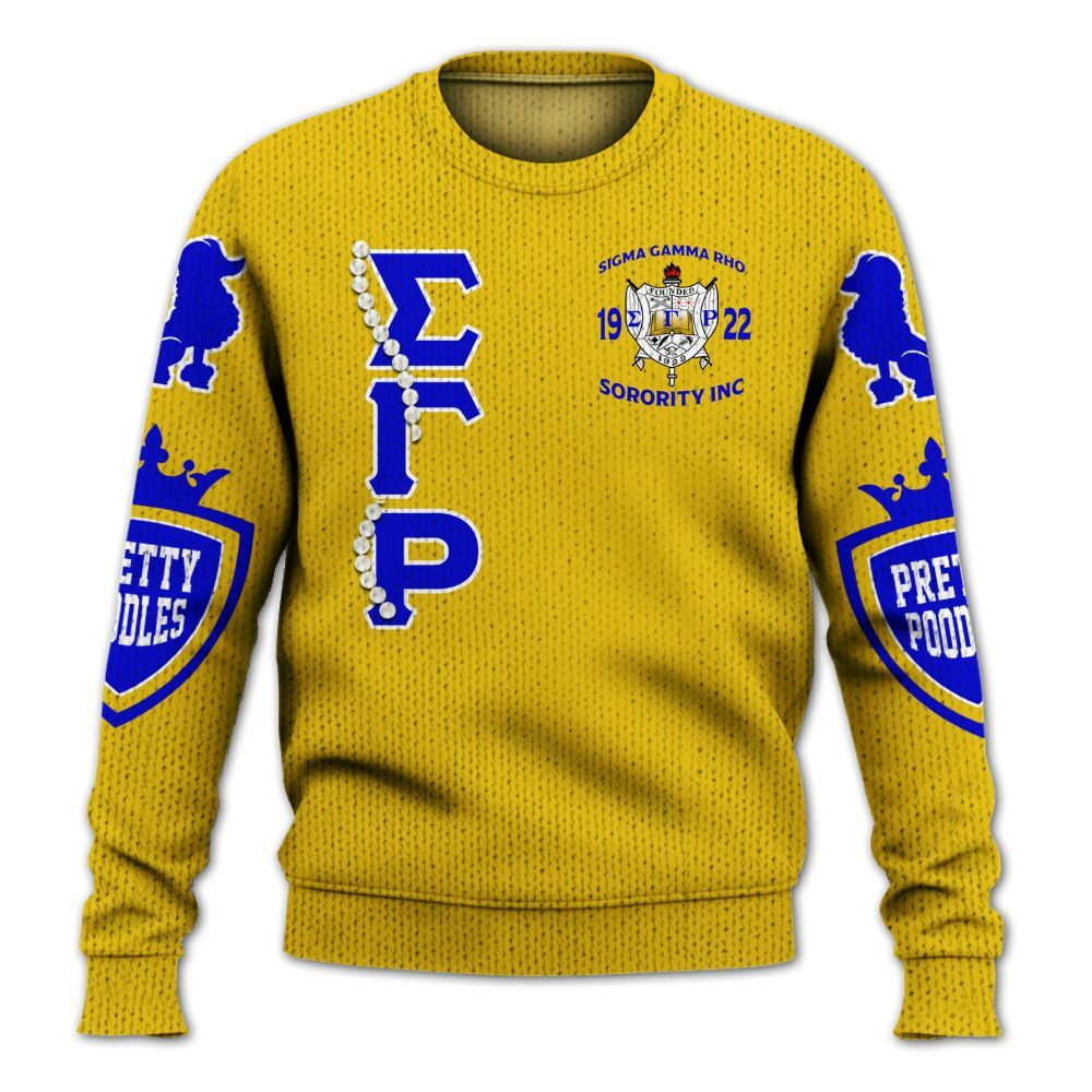Ireishprint Sigma Gamma Rho Shirt, Pretty Poodles Shirt Sigma Gamma Rho Sorority Knitted Sweater