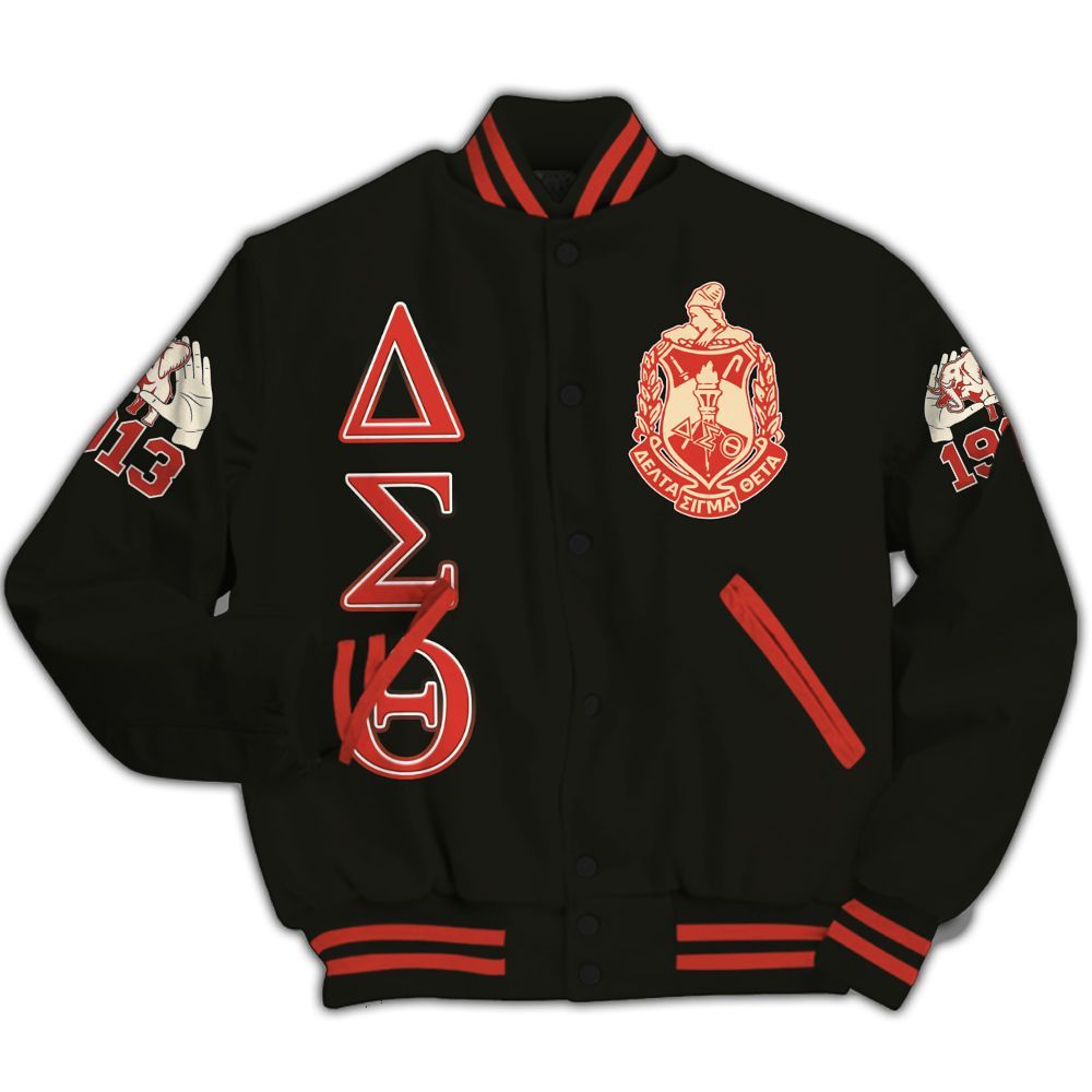 Ireishprint Delta Sigma Theta Shirt, Delta Sigma Theta Girls Handsign Sorority All Over Print Letterman Jackets