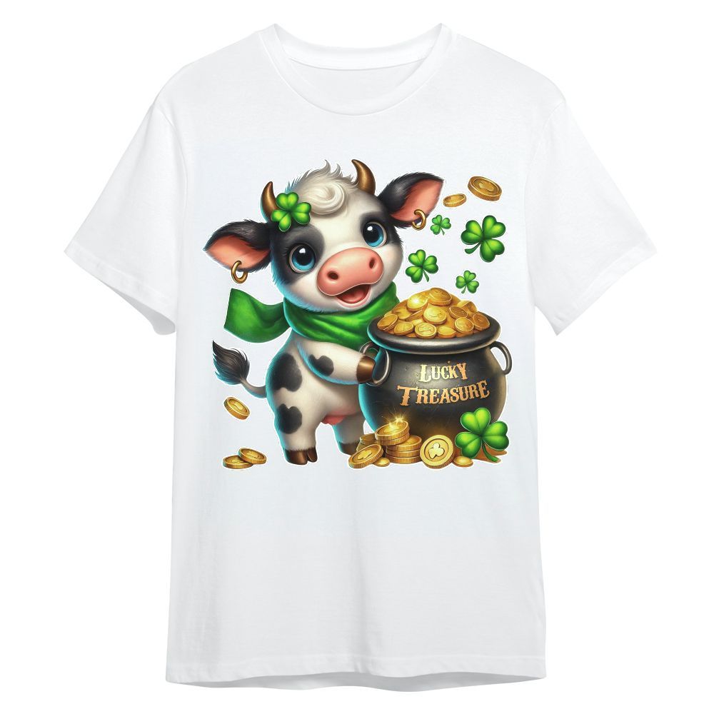 Amare Box Cow Farm Shirt, ST Patrick's Day Cow, Lucky Treasure, Funny Cow, Cute Cow, Farm Shirt, Cow Shirt, Holiday Gift For Cow Lover Unisex Shirt