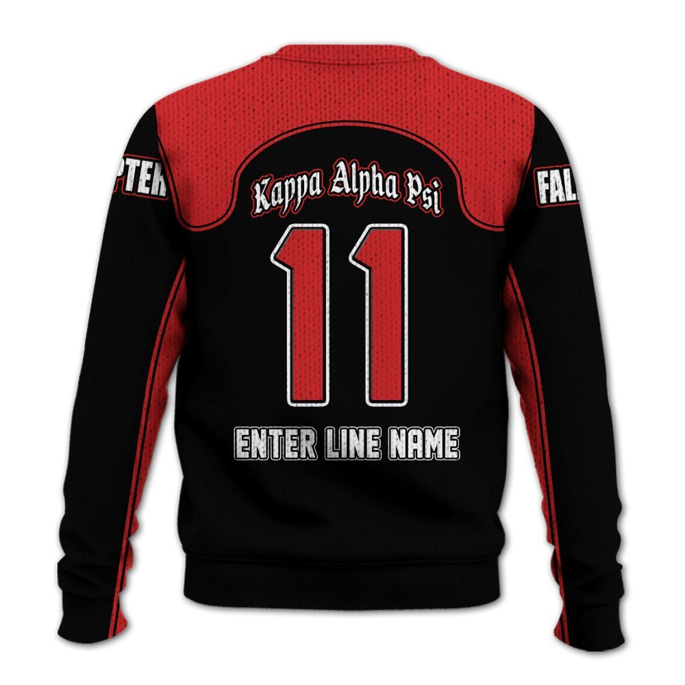 Ireishprint ΚΑΨ Custom Chapter Shirt, Black Duo Krimson ΚΑΨ Lettered Racing Style Fraternity Knitted Sweater