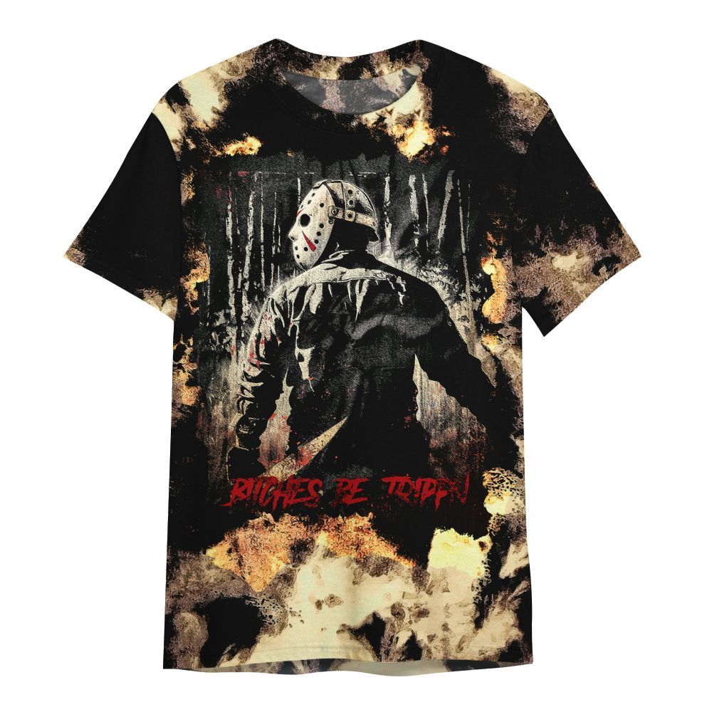 Amare Box Horror Halloween Slasher Sublimated Tie Dye Shirt, Hockey Mask Goth Friday Graphic All Over Print Unisex Shirt