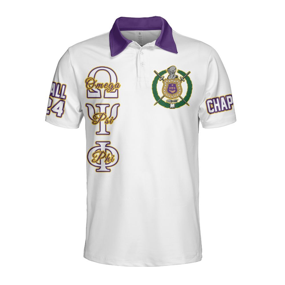 Ireishprint ΩΨΦ Custom Chapter Polo Shirt, Personalized White Shirt ΩΨΦ Fraternity Polo Shirt